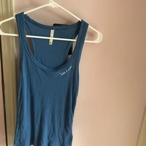 "take it easy" blue tank
